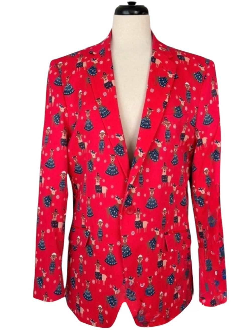Suslo Couture Reindeer Holiday Blazer Slim Fit Sz 44